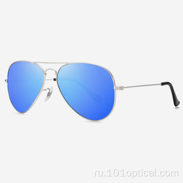 Мужские солнцезащитные очки-авиаторы в металлической оправе